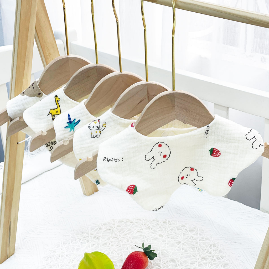 Yếm Hoa Tròn Xoay 360 BAFABY Chất Liệu Vải Xô Thoáng Mát Thấm Hút Dễ Dàng Cho Bé - 331