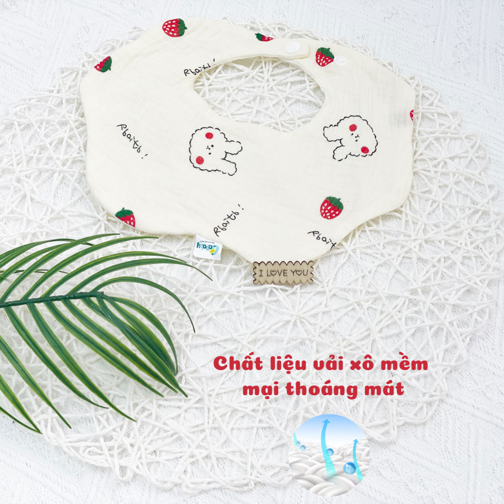 Yếm Hoa Tròn Xoay 360 BAFABY Chất Liệu Vải Xô Thoáng Mát Thấm Hút Dễ Dàng Cho Bé - 331