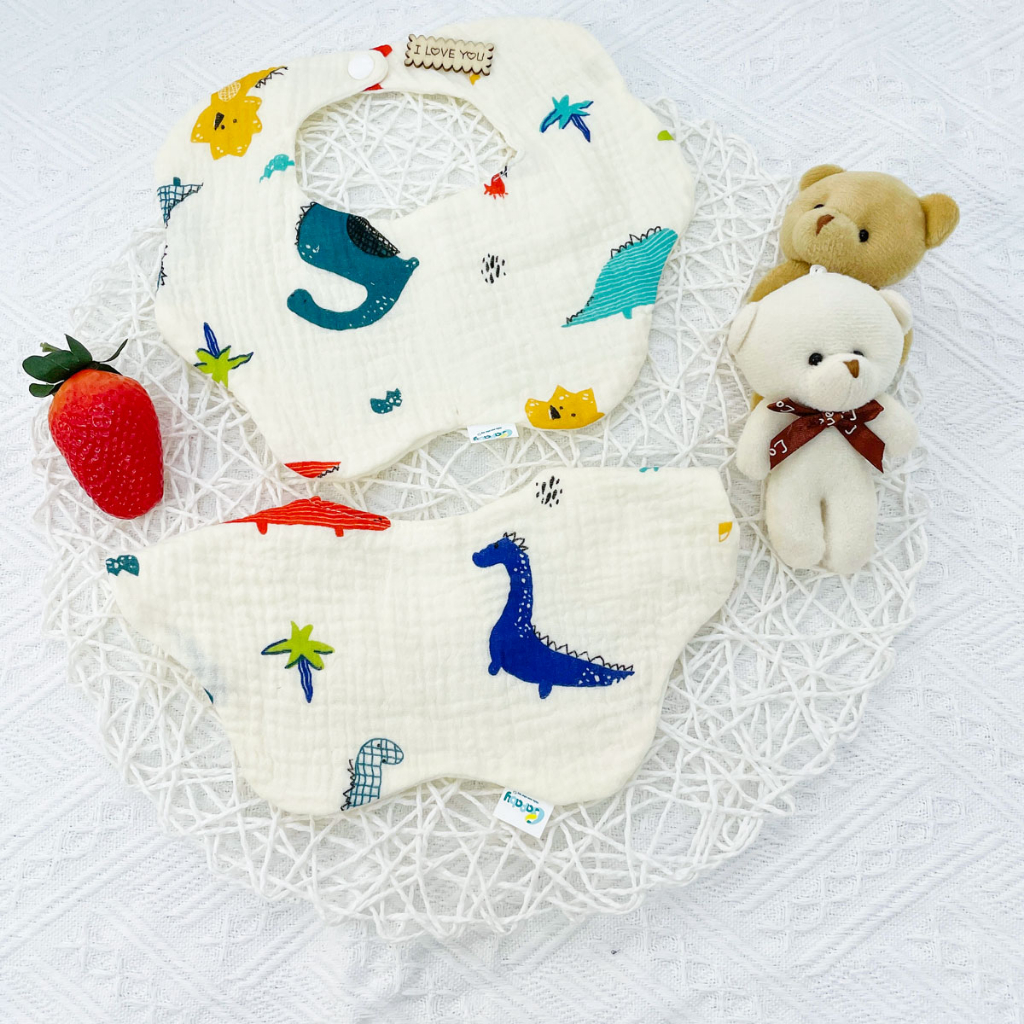 Yếm Hoa Tròn Xoay 360 BAFABY Chất Liệu Vải Xô Thoáng Mát Thấm Hút Dễ Dàng Cho Bé - 331