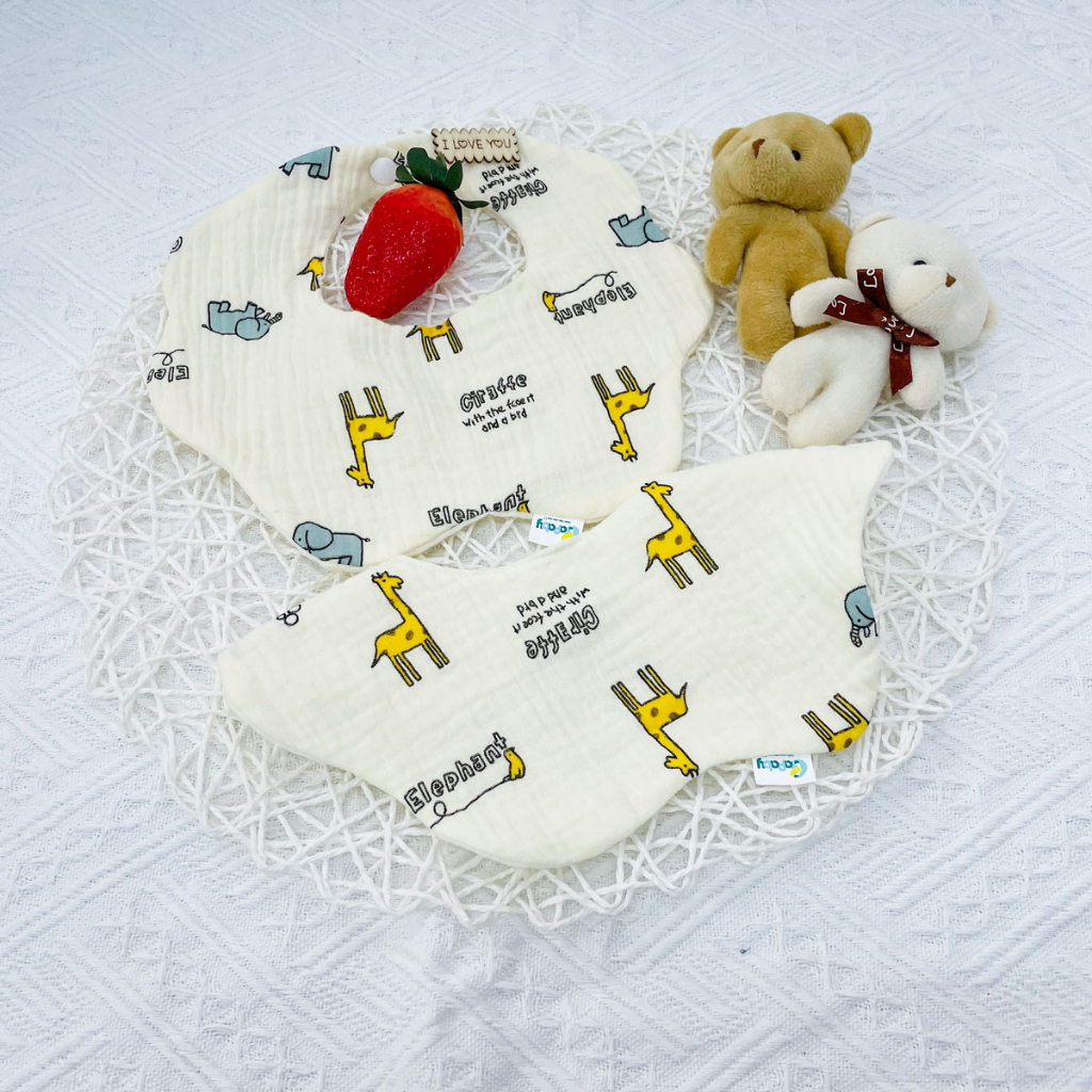 Yếm Hoa Tròn Xoay 360 BAFABY Chất Liệu Vải Xô Thoáng Mát Thấm Hút Dễ Dàng Cho Bé - 331