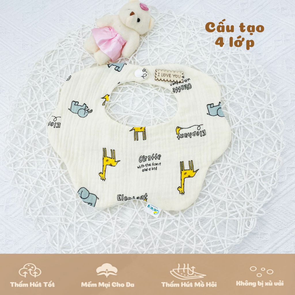 Yếm Hoa Tròn Xoay 360 BAFABY Chất Liệu Vải Xô Thoáng Mát Thấm Hút Dễ Dàng Cho Bé - 331