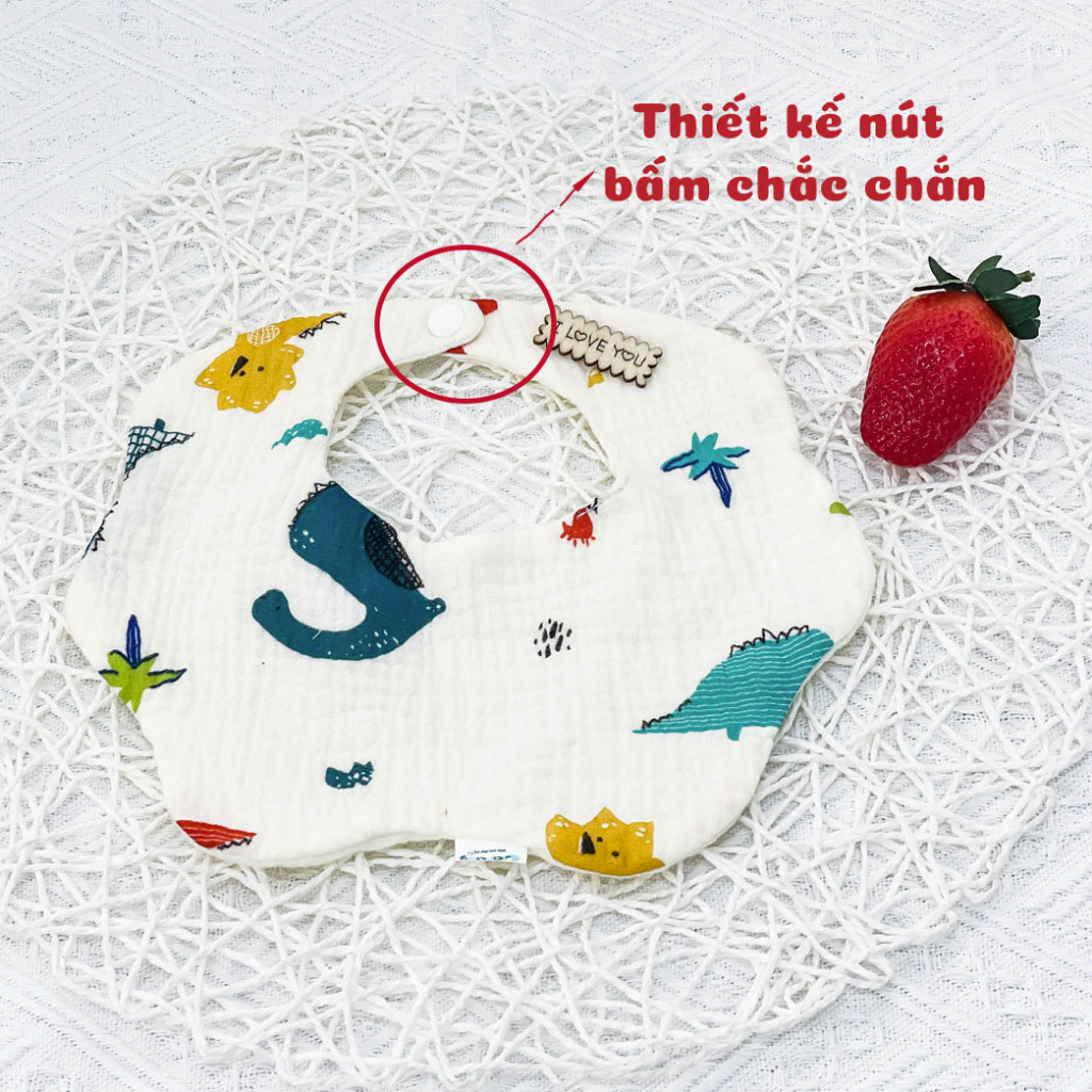 Yếm Hoa Tròn Xoay 360 BAFABY Chất Liệu Vải Xô Thoáng Mát Thấm Hút Dễ Dàng Cho Bé - 331