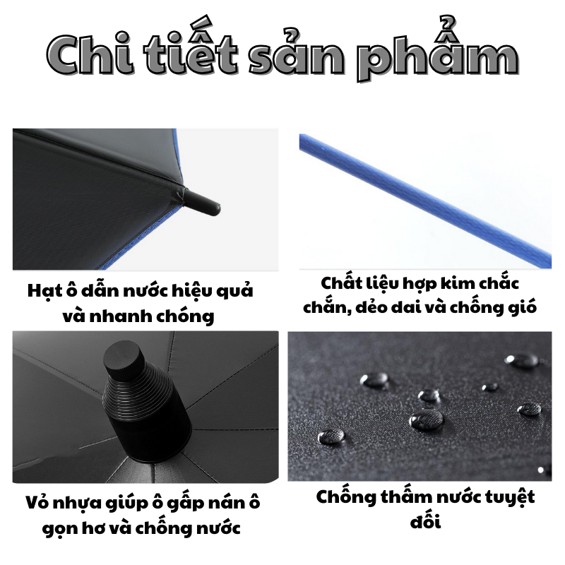 Ô Che Mưa Domino Siêu Lớn Dù Đi Nắng 16 Nan Chất Vải Cao Cấp