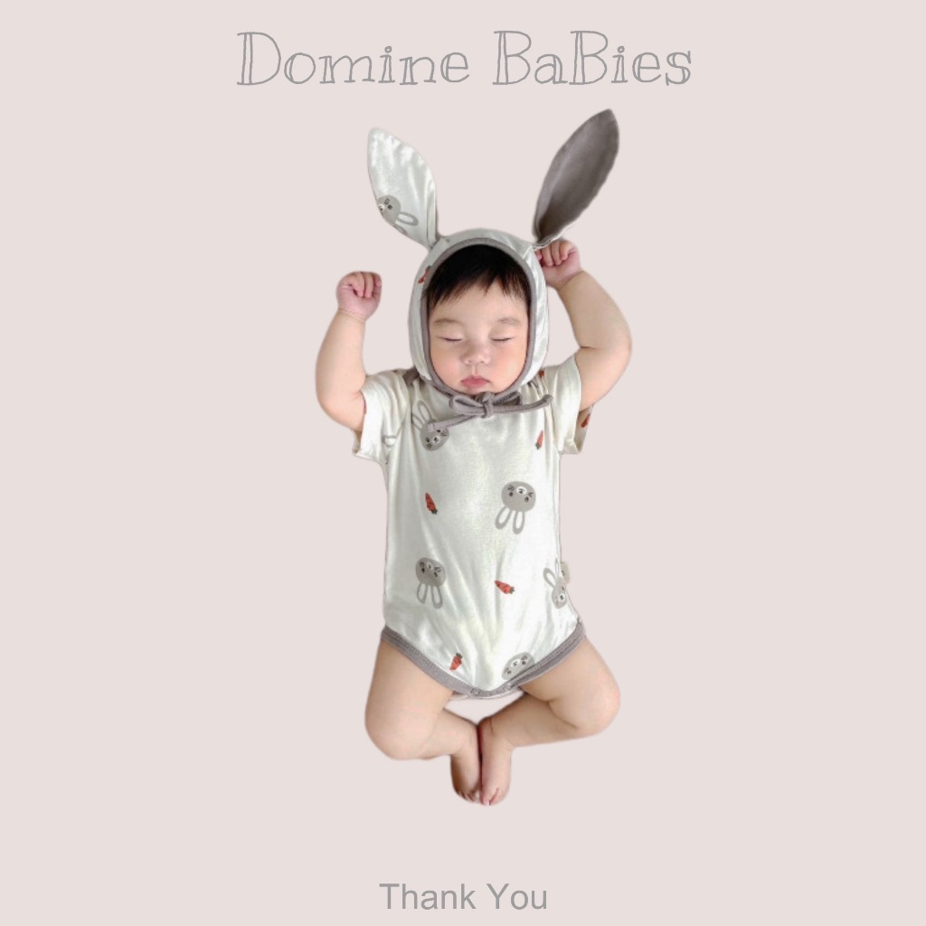 Body suit tặng kèm tai thỏ dài tay xinh xắn phong cách Hàn quốc cho em bé trai em bé gái sơ sinh 4 đến18 tháng