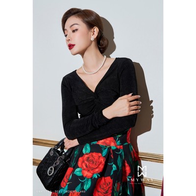 Áo Thun Nữ MY WAY Dài Tay Phối Bèo Ngực Sang Chảnh 6MAT7132