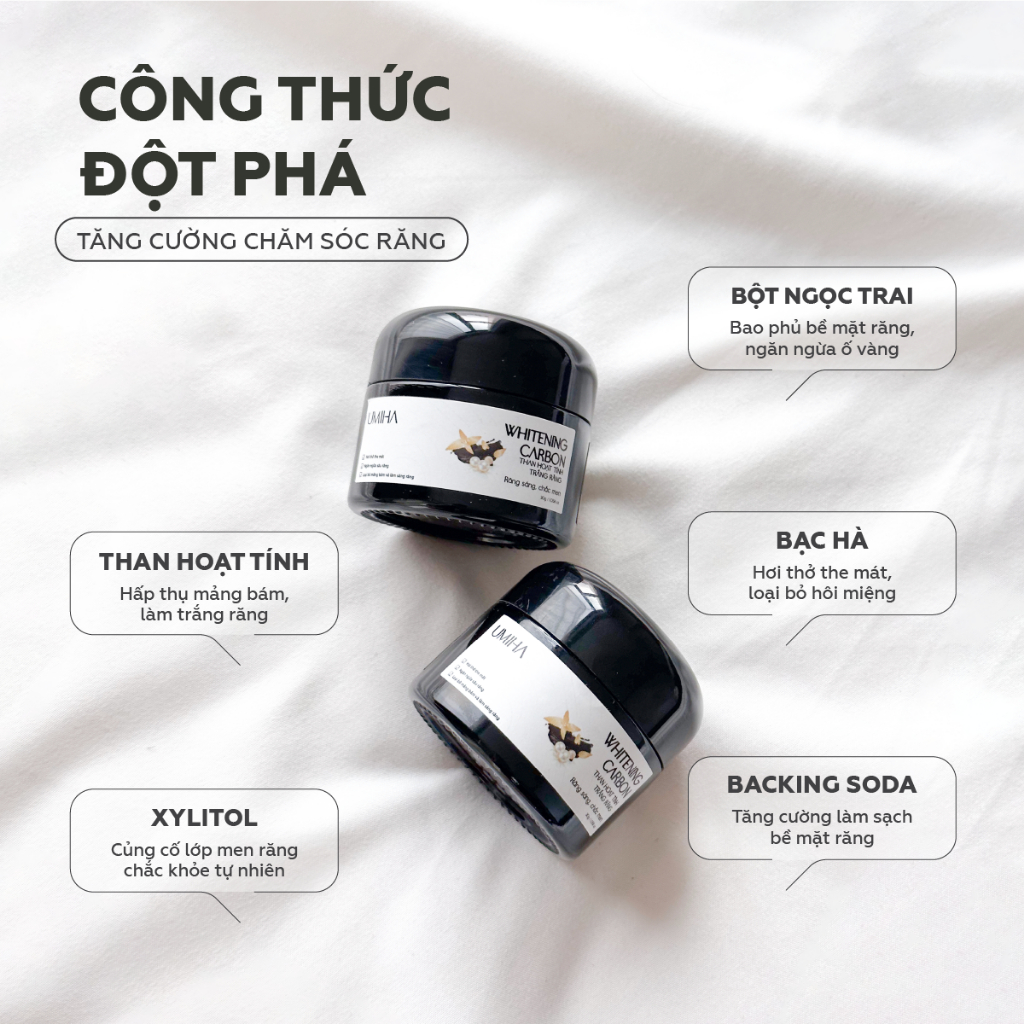 Bột trắng răng Than Ngọc Trai UMIHA 30G