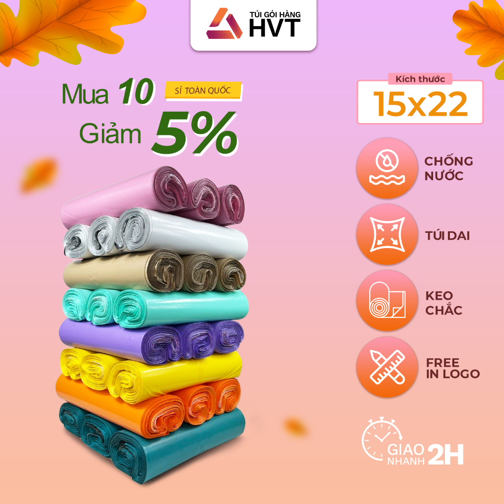 Túi Gói Hàng Niêm Phong NHUAHVT Size 15*22cm Đóng Hàng Chuyển Phát Nhanh Cuộn 100 Túi