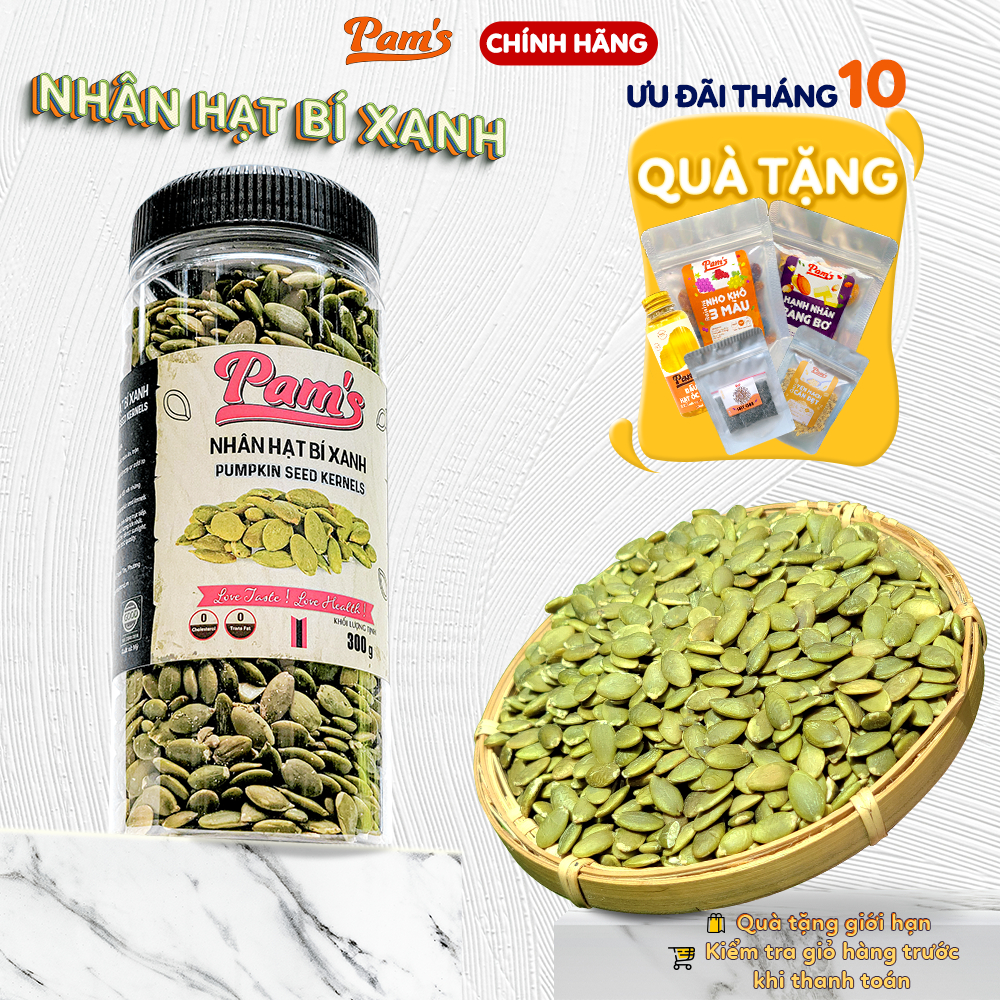 Nhân Hạt Bí Xanh Nhập Khẩu Mỹ Pams 300g/hũ - Rang Nguyên Vị, Dùng Ăn Vặt
