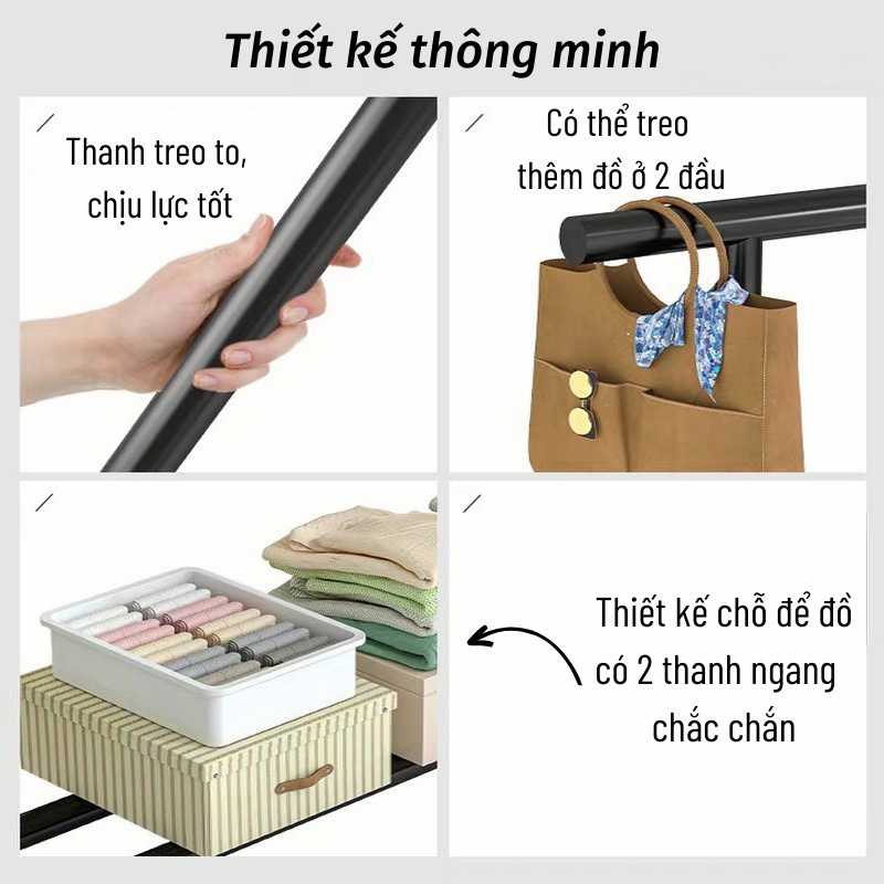 ZEN Giá Treo Quần Áo kệ Treo Quần Áo Khung Kim Loại Siêu Chắc