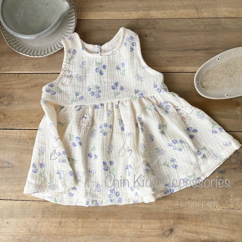 Váy ba lỗ vải xô muslin mềm mại cho bé