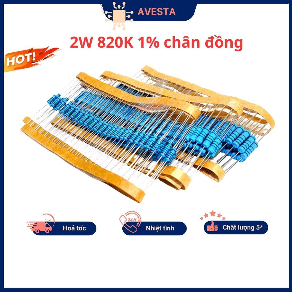 Điện trở vạch 2W 820K 1% chân đồng combo 10 con Avesta