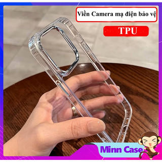Ốp lưng điện thoại mềm dẻo nút viền camera mạ điện trong suốt cho 15 14 13 11 Pro MAX 14 Plus 12 Pro MinnCase