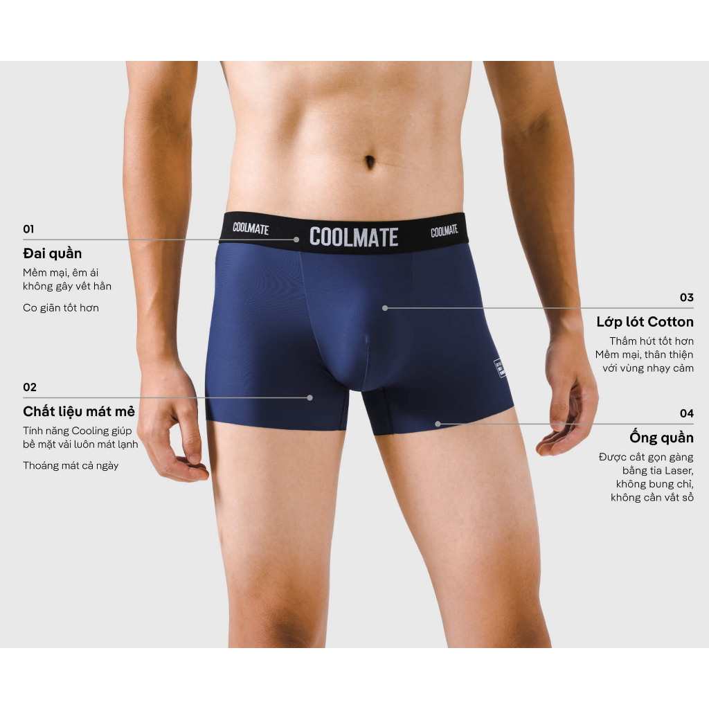 Quần lót Trunk Excool Clean Cut co giãn siêu thấm hút - Thương hiệu Coolmate