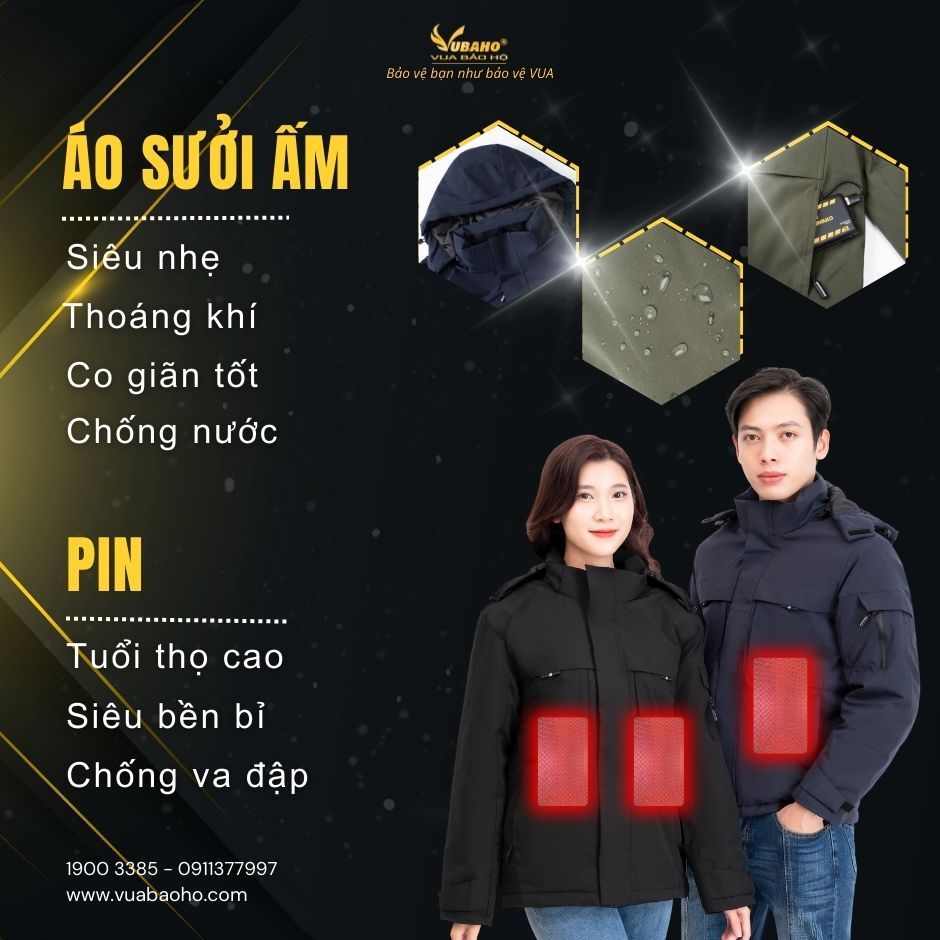 Áo Sưởi điện, áo sưởi Ấm 9 Vùng Sưởi YAMAKO Chống Nước