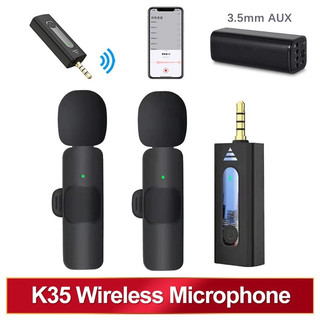 Micro không dây cài áo k35 chân tròn 3.5 dành cho điện thoại, micro bluetooth i