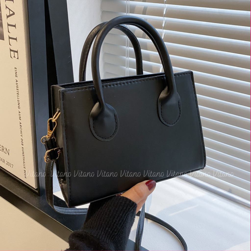 Túi xách nữ Vitano túi đeo chéo da màu trơn phong cách thời trang Hàn Quốc TX05