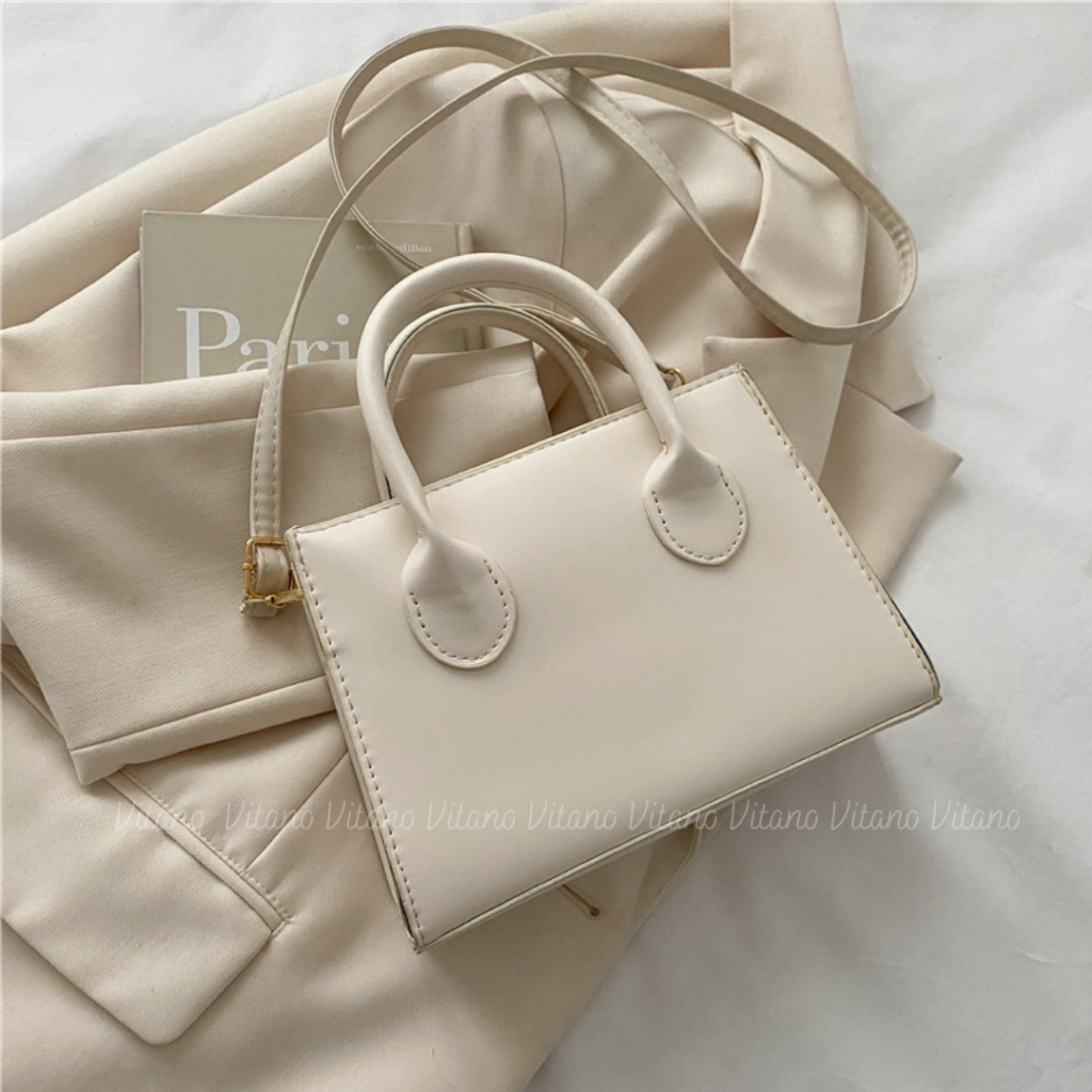 Túi xách nữ Vitano túi đeo chéo da màu trơn phong cách thời trang Hàn Quốc TX05