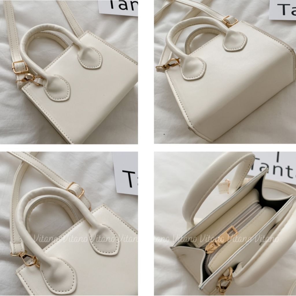 Túi xách nữ Vitano túi đeo chéo da màu trơn phong cách thời trang Hàn Quốc TX05