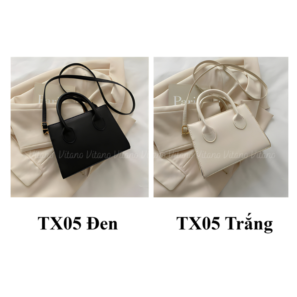 Túi xách nữ Vitano túi đeo chéo da màu trơn phong cách thời trang Hàn Quốc TX05