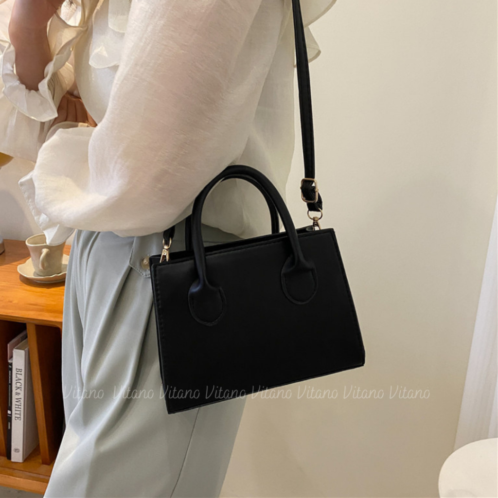 Túi xách nữ Vitano túi đeo chéo da màu trơn phong cách thời trang Hàn Quốc TX05
