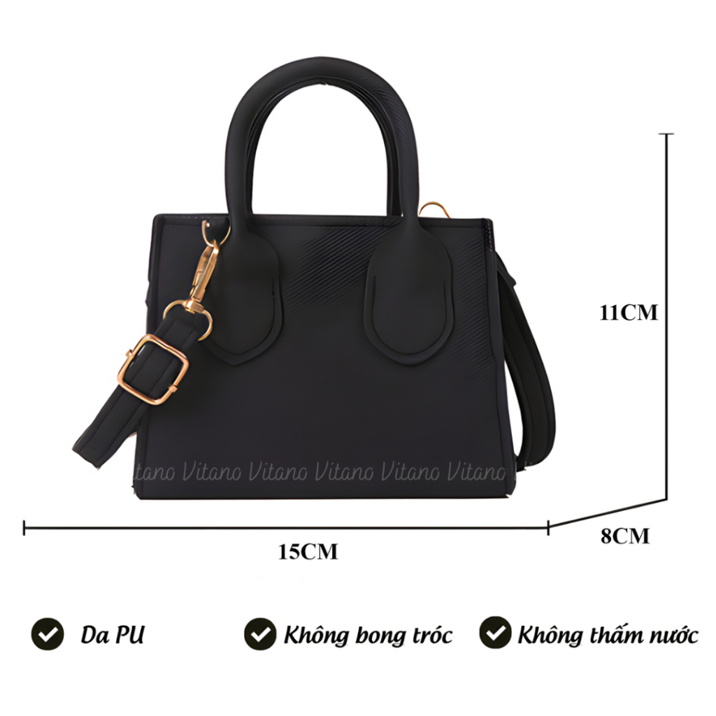 Túi xách nữ Vitano túi đeo chéo da màu trơn phong cách thời trang Hàn Quốc TX05