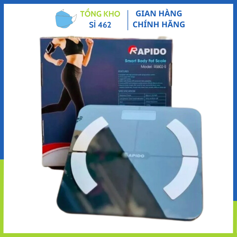 Cân sức khỏe điện tử Rapido RSB02-S Có kết nối Bluetooth - Hàng chính hãng, Bảo hành 12 tháng