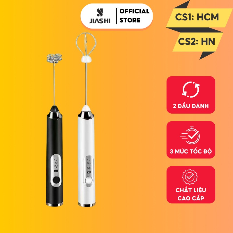 Máy đánh trứng mini Jiashi, que tạo bọt cafe mini cầm tay không dây chính hãng 3 cấp độ MDT04