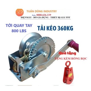 Mua 1 Tặng 1 - Tời quay tay 800LBS, cáp 10m, tặng kèm Ròng rọc 300kg