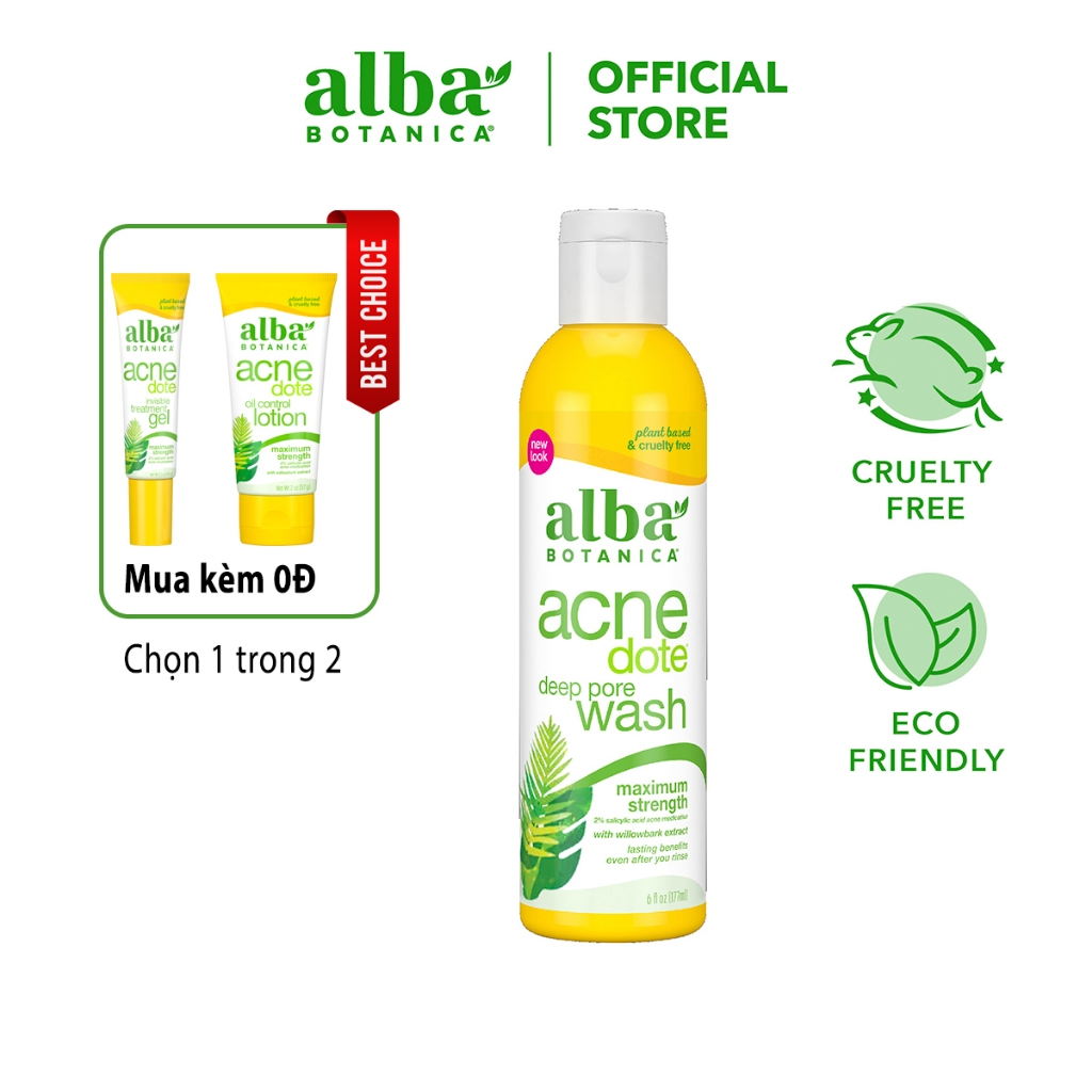 Sữa rửa mặt làm sạch sâu cho da mụn ALBA BOTANICA ACNEDOTE DEEP PORE WASH 177ml