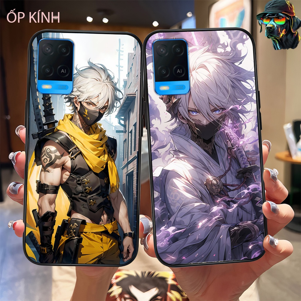 Ốp điện thoại mặt kính oppo a54 4g in hình game thủ anime đẹp