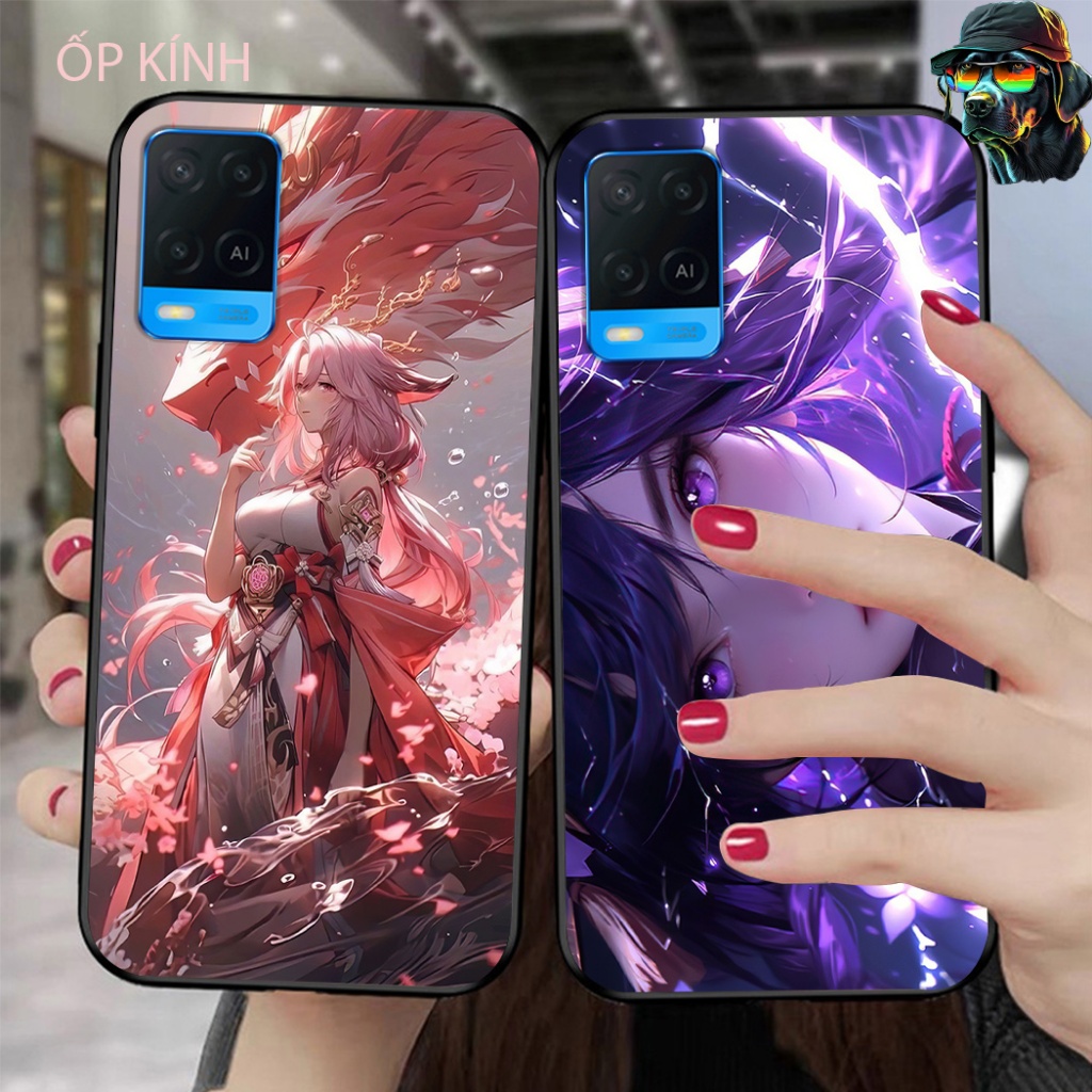 Ốp điện thoại mặt kính oppo a54 4g in hình game thủ anime đẹp