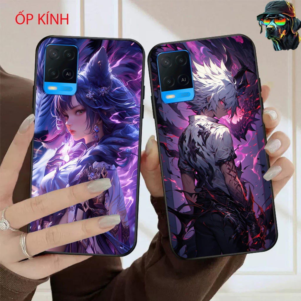 Ốp điện thoại mặt kính oppo a54 4g in hình game thủ anime đẹp