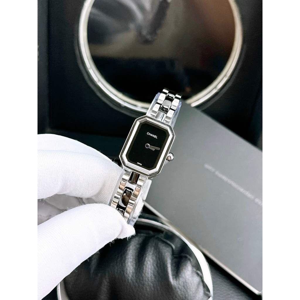 Đồng hồ nữ Ch@n€l H0451 Womens Black Stainless Steel Watches, size20x26mm, fullbox, Luxury diamond watch