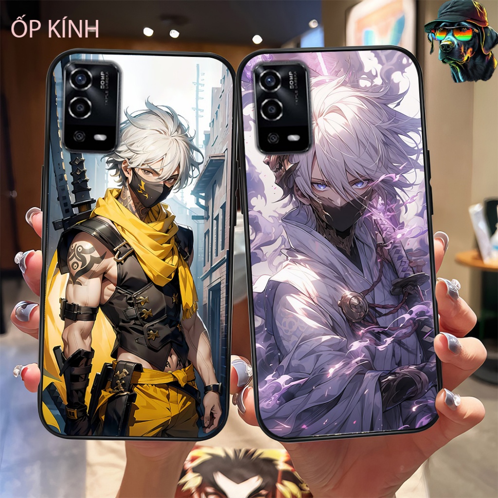 Ốp điện thoại mặt kính oppo a55 4g / oppo a55 5g in hình game thủ anime đẹp