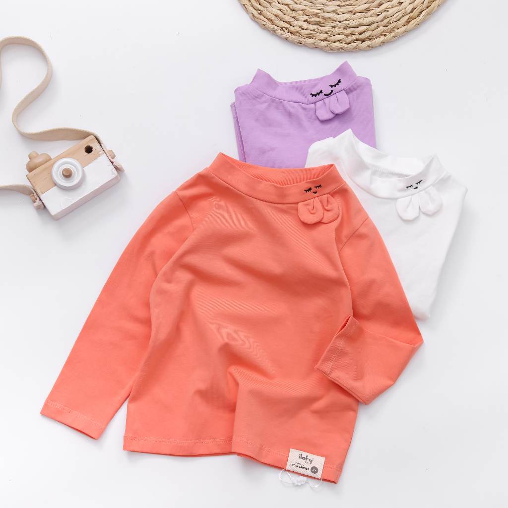 Áo giữ nhiệt cho bé gái ILABY tai thỏ chất thun cotton co dãn 4 chiều cho bé 10-38kg