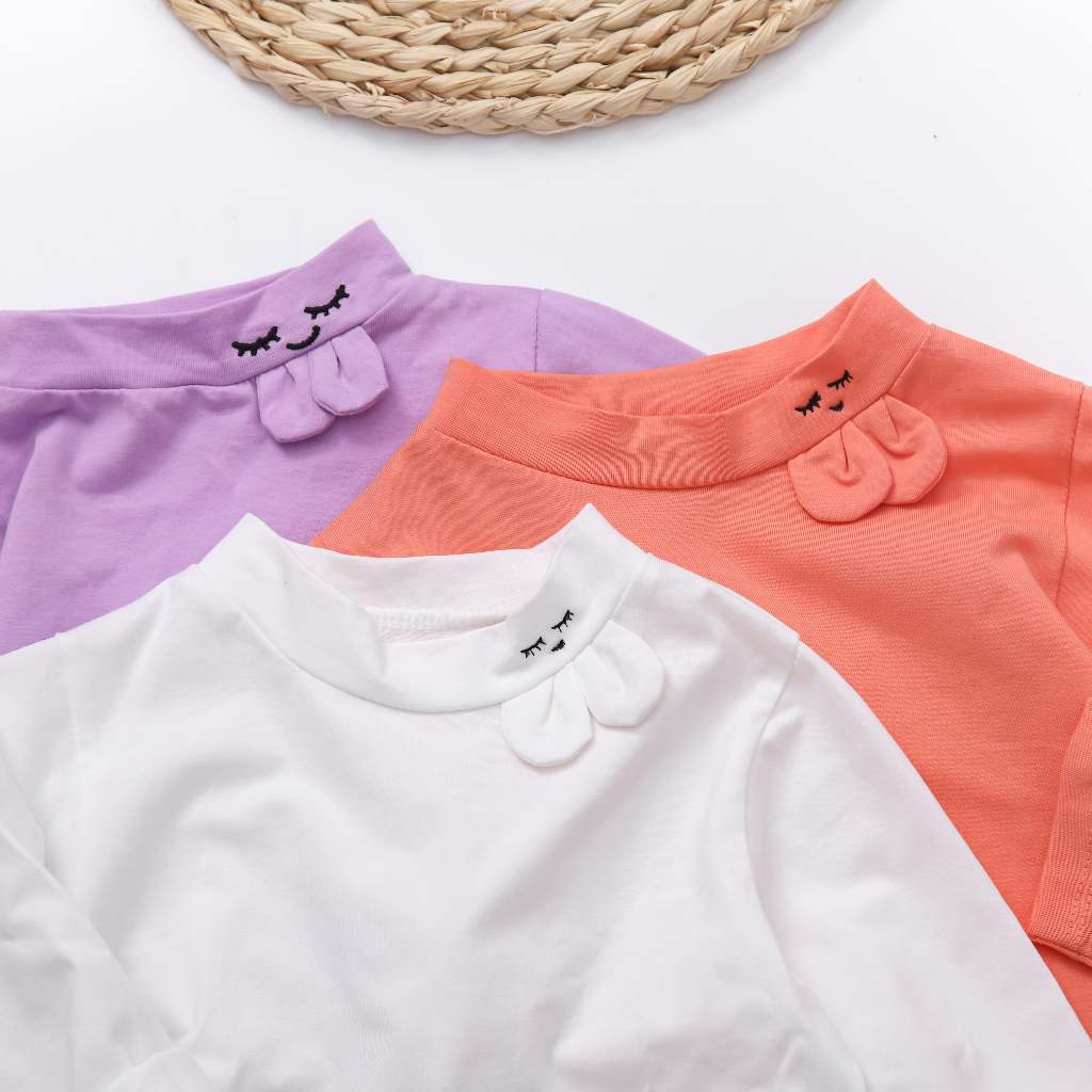 Áo giữ nhiệt cho bé gái ILABY tai thỏ chất thun cotton co dãn 4 chiều cho bé 10-38kg