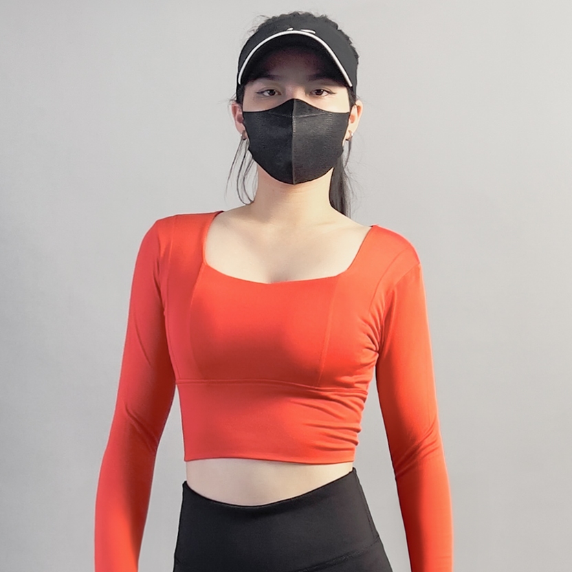 Áo thun croptop cổ vuông dài tay nữ dáng ôm GLADIMAX CDT15 thoáng mát, croptop tay dài cổ vuông tay dài tôi vai quyến rũ