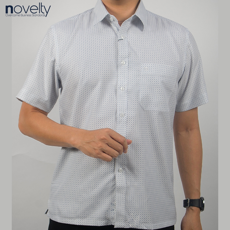 Áo sơ mi nam ngắn tay Novelty Casual hoa văn NSMMINMSPB230715N