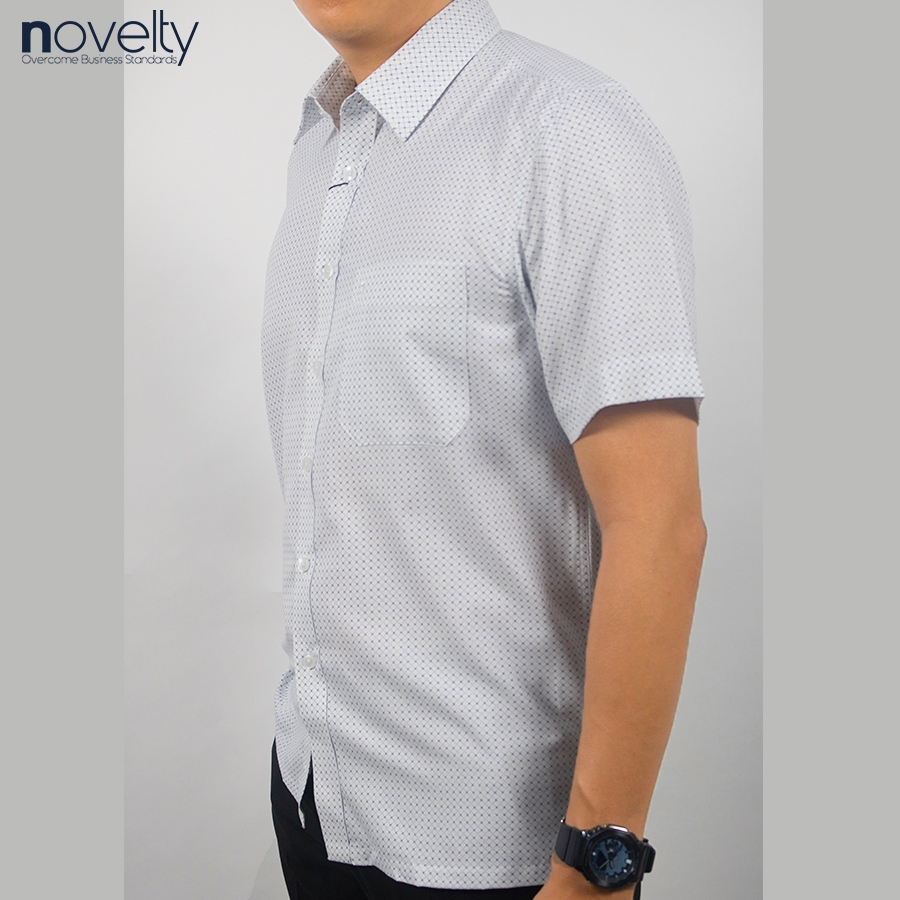 Áo sơ mi nam ngắn tay Novelty Casual hoa văn NSMMINMSPB230715N