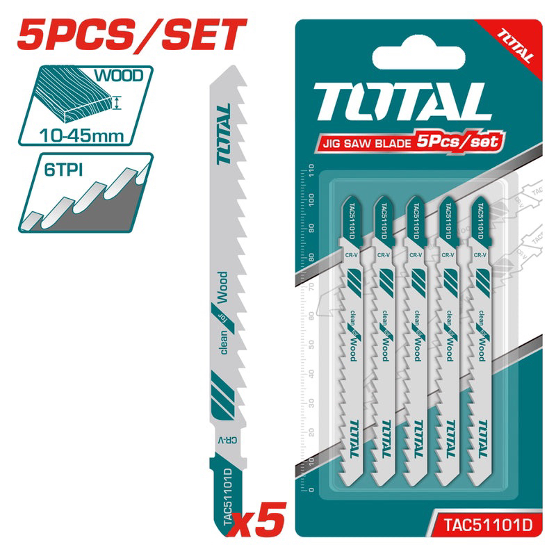 (at8) TOTAL --  Bộ 5 lưỡi cưa lọng gỗ (răng thưa hàng tốt) --- TAC51101D