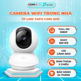 Camera wifi trong nhà TP Link Tapo C200 1080P đàm thoại 2 chiều kèm còi báo động, có khả năng xoay 360 giám sát an ninh