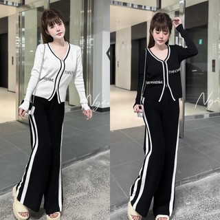 Set bộ len khoá trơn viền hàng QC freesize