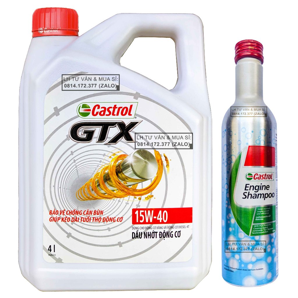 ( Giá KM ) Combo Dầu Nhớt Ô-tô Cao Cấp Castrol GTX 15w40 4.000mL ( 4L ) + Phụ Gia Súc Động Cơ Castrol 300ml