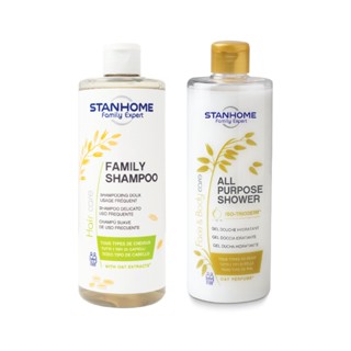 Bộ Dầu Gội, Sữa Tắm Không Xà Phòng Family Shampoo và All Purpose Shower Oat Stanhome- hạn 10.2024