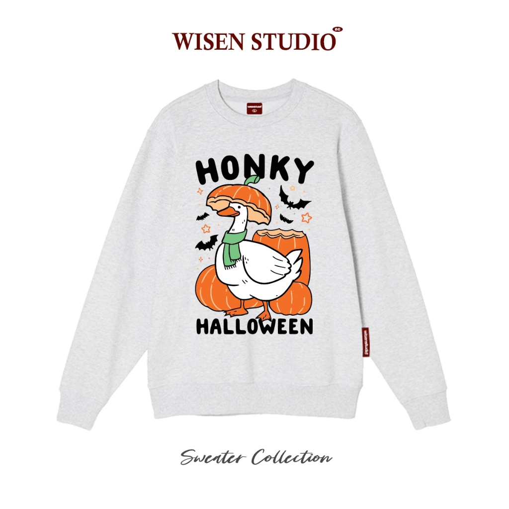 Áo sweater WISEN nỉ bông form rộng oversize unisex mẫu HONKY