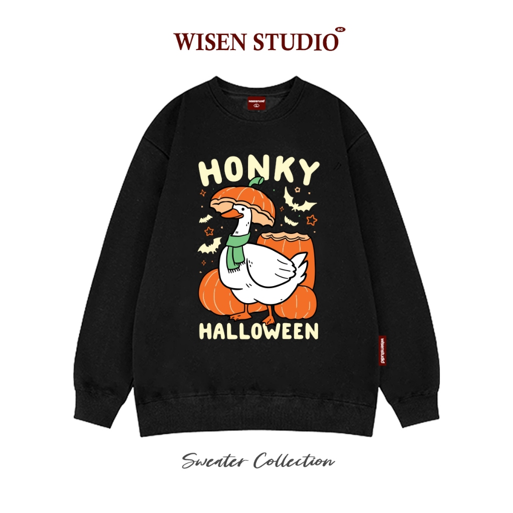 Áo sweater WISEN nỉ bông form rộng oversize unisex mẫu HONKY