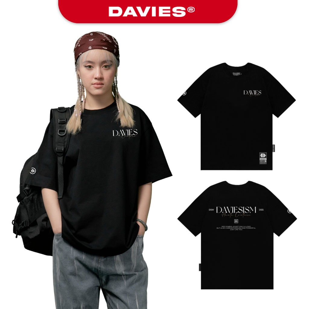 Áo thun nam nữ tay lỡ form rộng màu đen DAVIES Basic ELI Tee| D31-T9