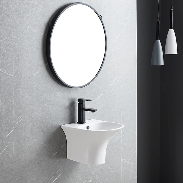 FREESHIP Lavabo liền khối gắn tường Yamato men sứ cao cấp kiểu dáng đẹp thanh lịch - Hàng nhập khẩu
