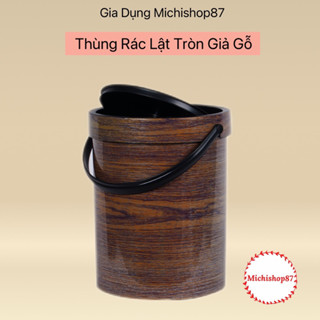  Thùng rác lật nhựa giả gỗ Việt Nhật Bật rác nắp lật để phòng khách văn phòng lịch sự sang trọng  8036  