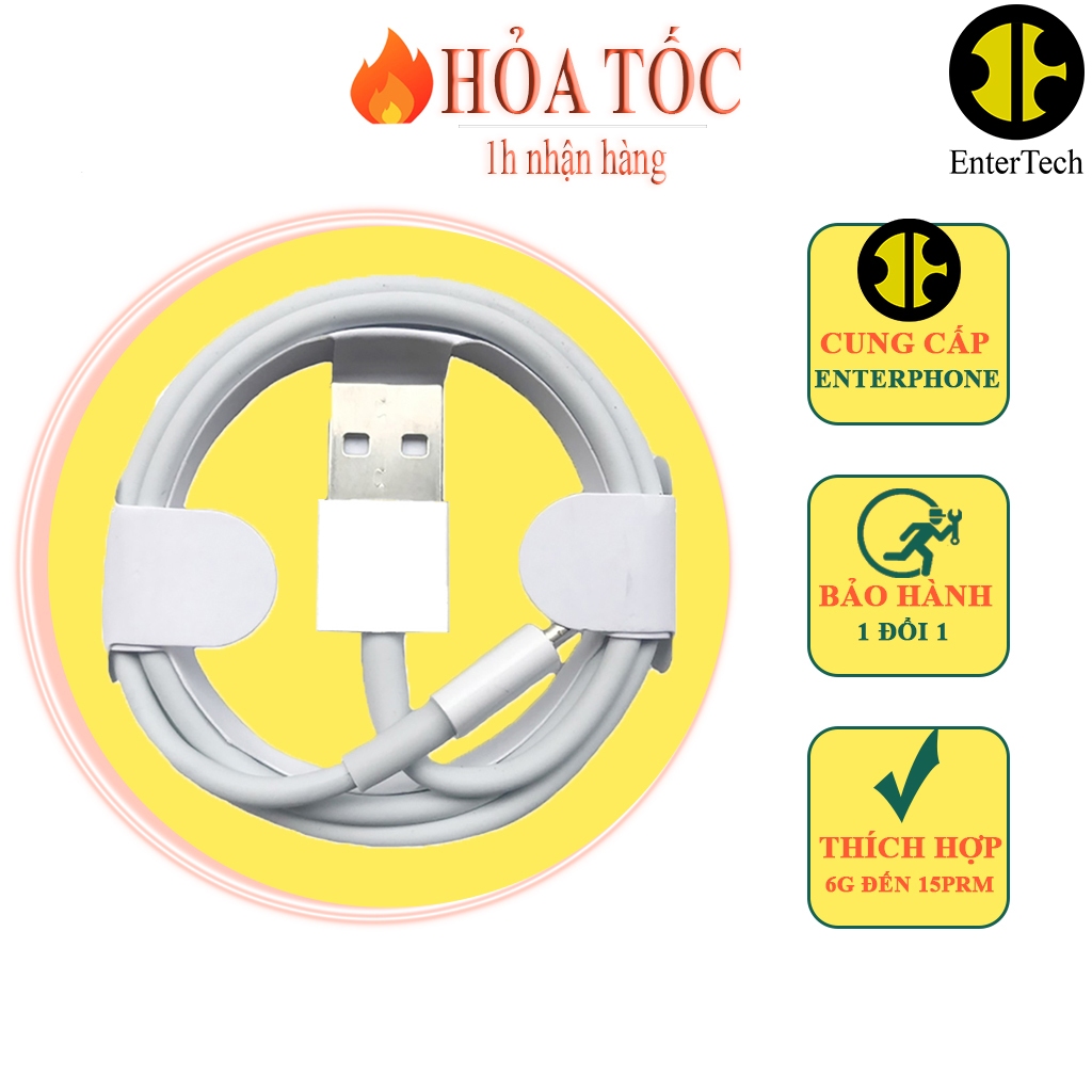 Dây sạc dùng cho ĐT 6G/ 6S/ 6 Plus/ 6S Plus đến 14 Promax…chính hãng EnterTech.
